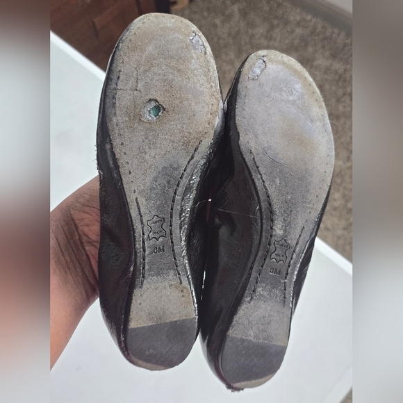 Tory Burch Caroline Ballet Flats 6M Black Women Naplak Elastic Patent Leather - Picture 9 of 14